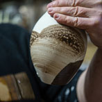 Richard Heeley at work in his pottery in Shropshire Feb 2018